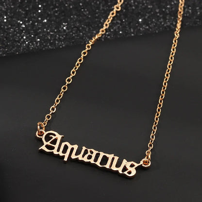 Retro Zodiac English Letter Alphabet Necklaces WEM Support (www.WEM.support)