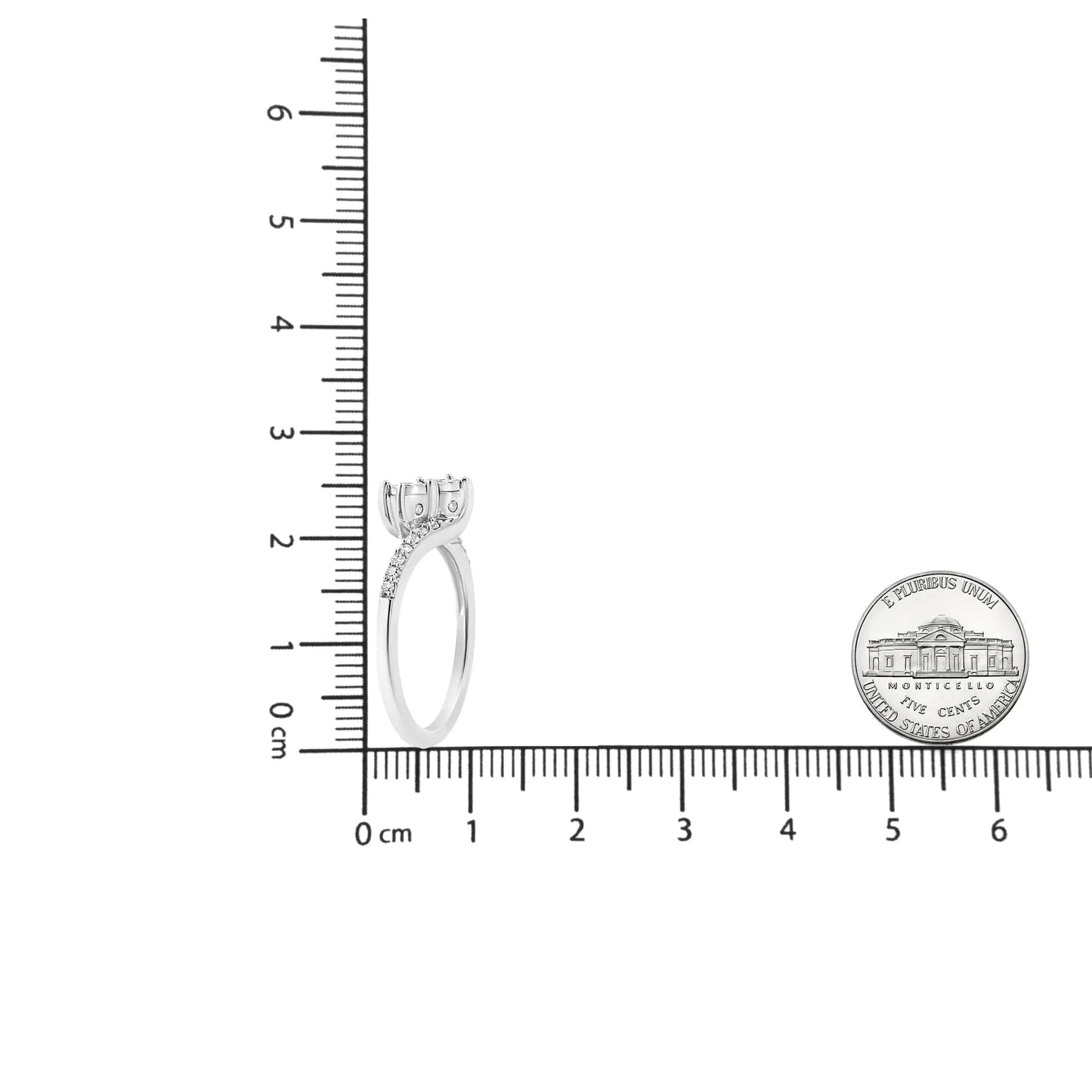 Bague à deux pierres en or blanc 10K avec diamants ronds de 1/4 carat en serti miracle (Couleur H-I, Clarté I2) WEM Support (www.WEM.support)