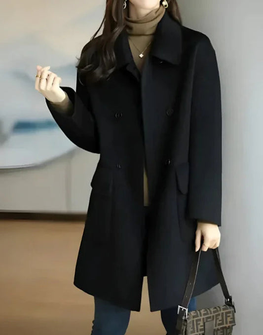Slim Fit And Mid Length Woolen Coat Fashion WEM Support (www.WEM.support)