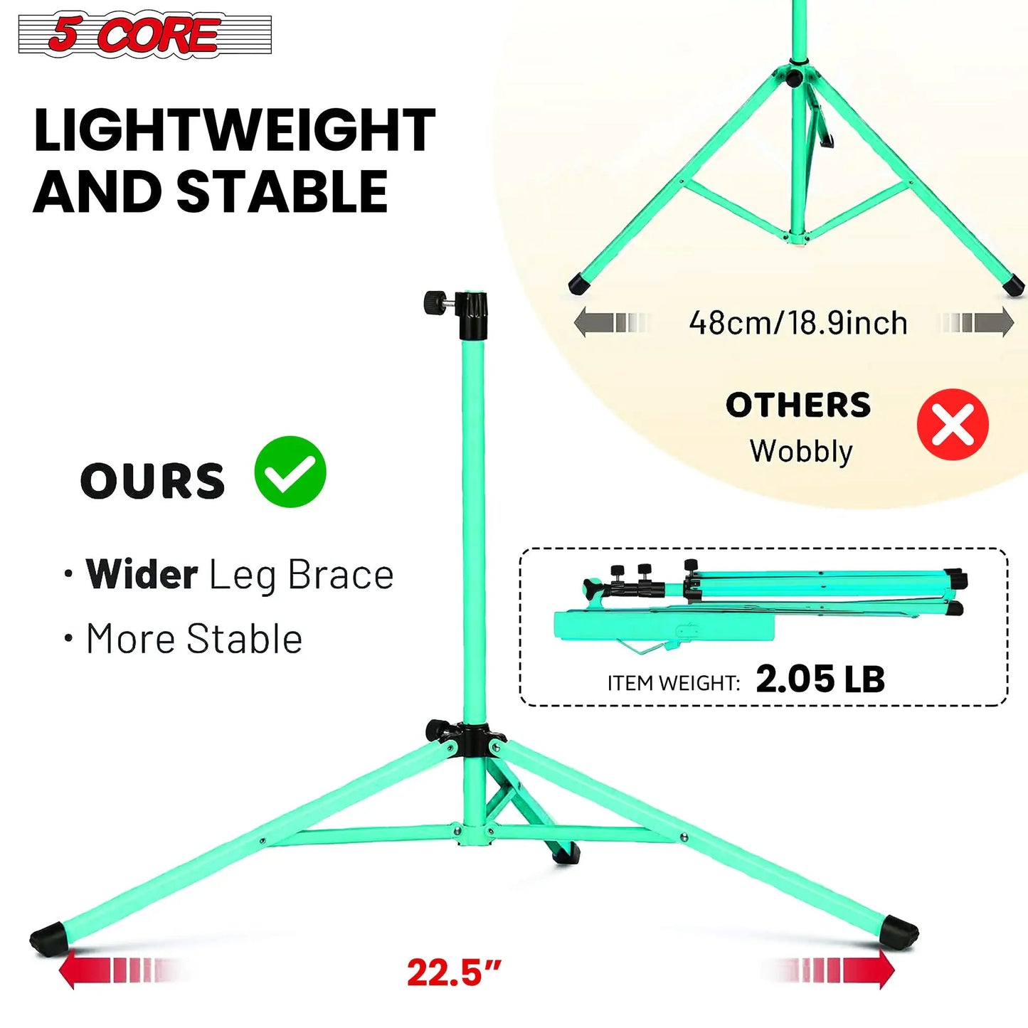 5Core Music Stand For Sheet Music Portable Tripod Adjustable Folding Note Holder GREEN WEM Support (www.WEM.support)