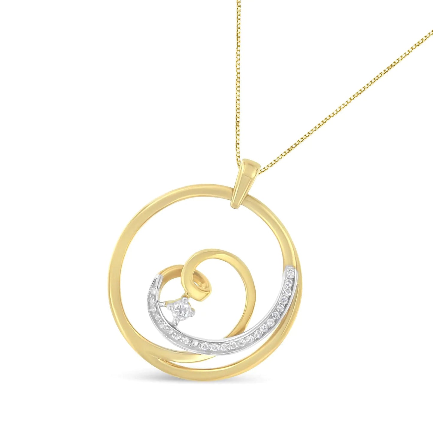 Espira 10K Yellow Gold 1/6 cttw Diamond Heart Circle Pendant Necklace (I-J, I1-I2) WEM Support (www.WEM.support)