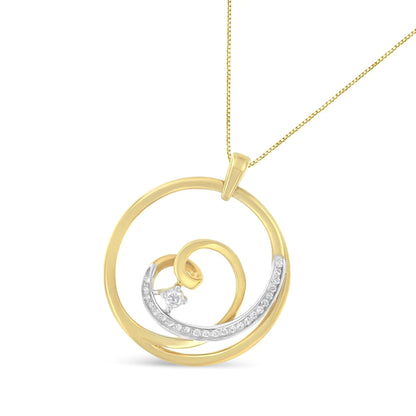 Espira 10K Yellow Gold 1/6 cttw Diamond Heart Circle Pendant Necklace (I-J, I1-I2) WEM Support (www.WEM.support)