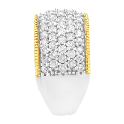 10K Yellow Gold Plated .925 Sterling Silver 2.0 Cttw Prong Set Round Cut Diamond 5 Row Anniversary Band Ring (I-J Color, I2-I3 Clarity) WEM Support (www.WEM.support)