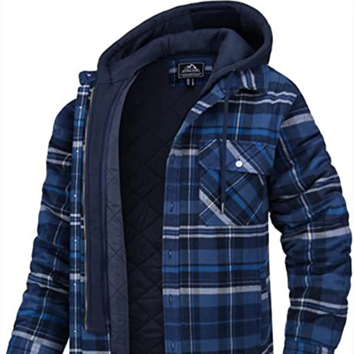 Men's Thick Padded Long Sleeves Loose Plaid WEM Support (www.WEM.support)