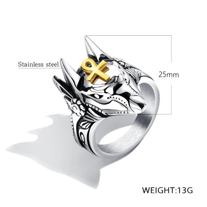 Anubis Wolf Handsome Ring For Men WEM Support (www.WEM.support)