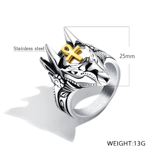 Anubis Wolf Handsome Ring For Men WEM Support (www.WEM.support)