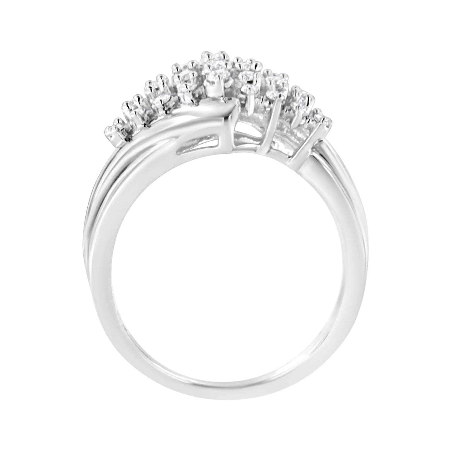 Anillo de Racimo de Diamantes Cultivados en Laboratorio de 1/2 cttw en Plata de Ley .925 (Color F-G, Claridad VS2-SI1) WEM Support (www.WEM.support)