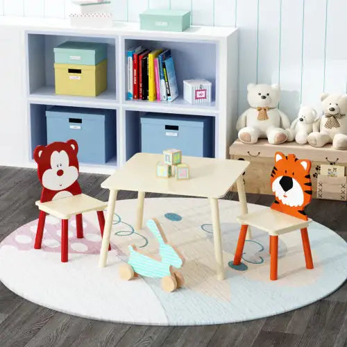Solid Wood Children's Table Set With 2 Chairs WEM Support (www.WEM.support)
