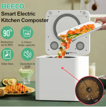 BEECO Electric Kitchen Composter 3.3L With Auto Cleaning WEM Support (www.WEM.support)