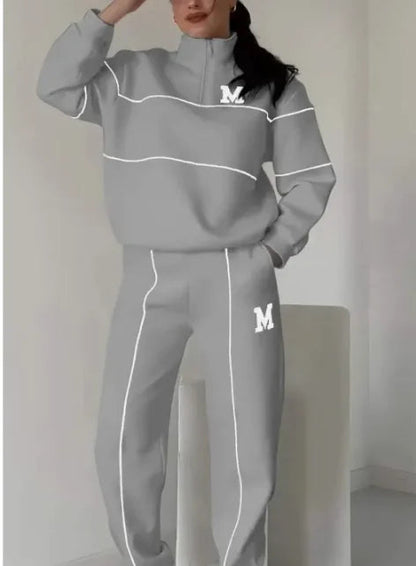 Womens 2 Piece Outfits Lounge Hoodless Pullover Sweatshirt Sweatsuit Sets Sweatshirt Baggy Fashion Sweatpants With Pockets WEM Support (www.WEM.support)