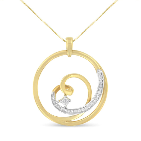 Espira 10K Yellow Gold 1/6 cttw Diamond Heart Circle Pendant Necklace (I-J, I1-I2) WEM Support (www.WEM.support)