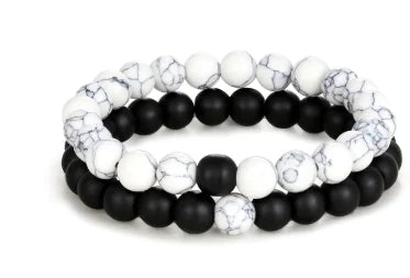 2 Pieces Distance Bracelet Pierre Naturelle Yin Yang Beads Bracelets WEM Support (www.WEM.support)