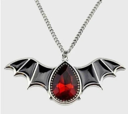 Crystal Vampire Bat Necklace WEM Support (www.WEM.support)