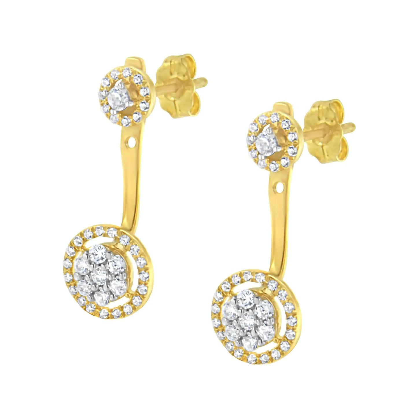14K Yellow Gold Plated .925 Sterling Silver 5/8 Cttw Diamond Removable Stud and Dangle Earrings (I-J Color, I2-I3) WEM Support (www.WEM.support)