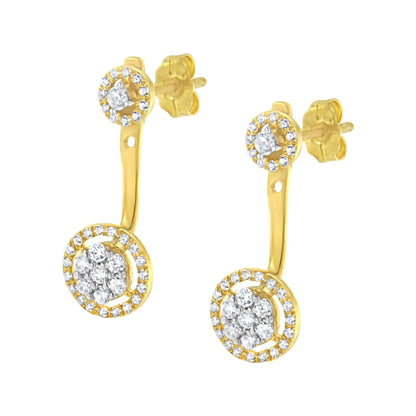 14K Yellow Gold Plated .925 Sterling Silver 5/8 Cttw Diamond Removable Stud and Dangle Earrings (I-J Color, I2-I3) WEM Support (www.WEM.support)