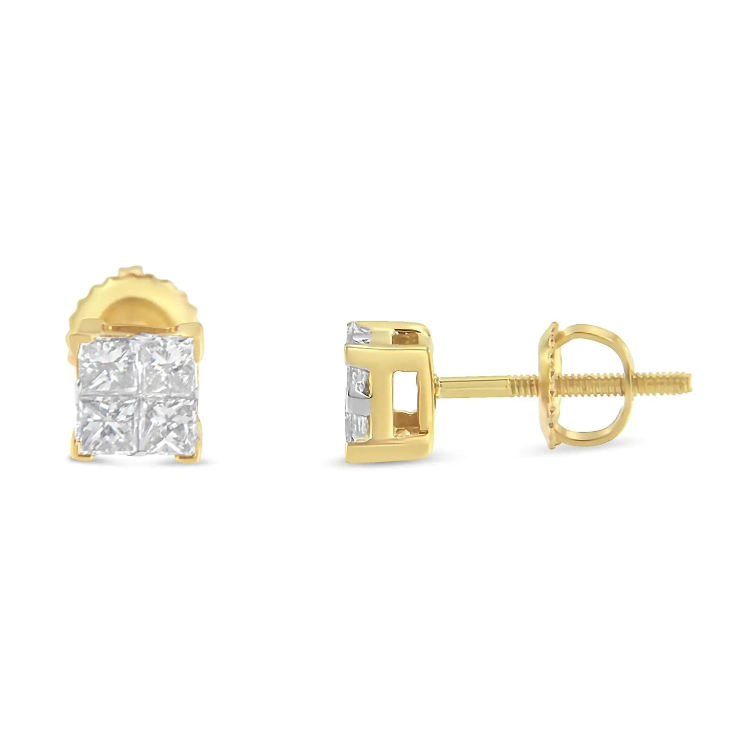 10K Gold Princess Diamond Composite Stud Earring (1/2 cttw, I-J Color, I1-I2 Clarity) WEM Support (www.WEM.support)