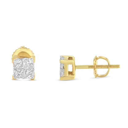 10K Gold Princess Diamond Composite Stud Earring (1/2 cttw, I-J Color, I1-I2 Clarity) WEM Support (www.WEM.support)