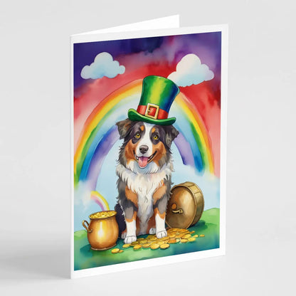 Australian Shepherd St Patrick's Day Greeting Cards Pack of 8 WEM Support (www.WEM.support)