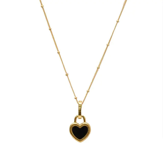 Vintage Double-Sided Heart Pendant Necklace WEM Support (www.WEM.support)